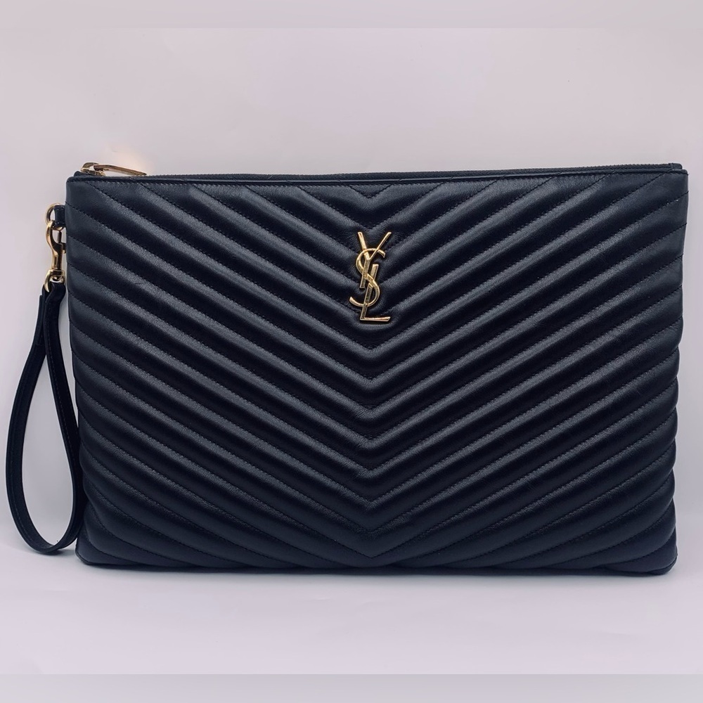 Saint Laurent Cassandre Matelasse Zip Pouch - Large Size